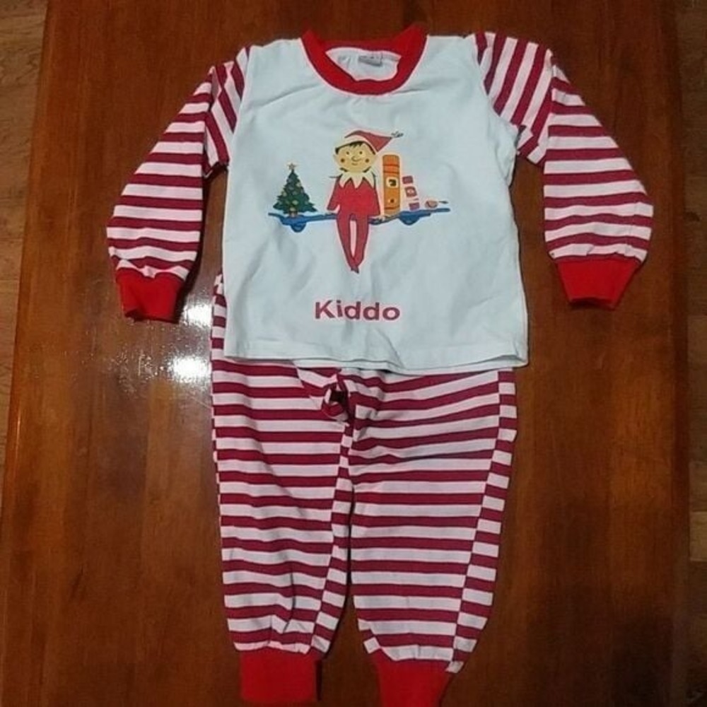 PatPat Red Stripes Family Christmas "Kid" Pajamas‎